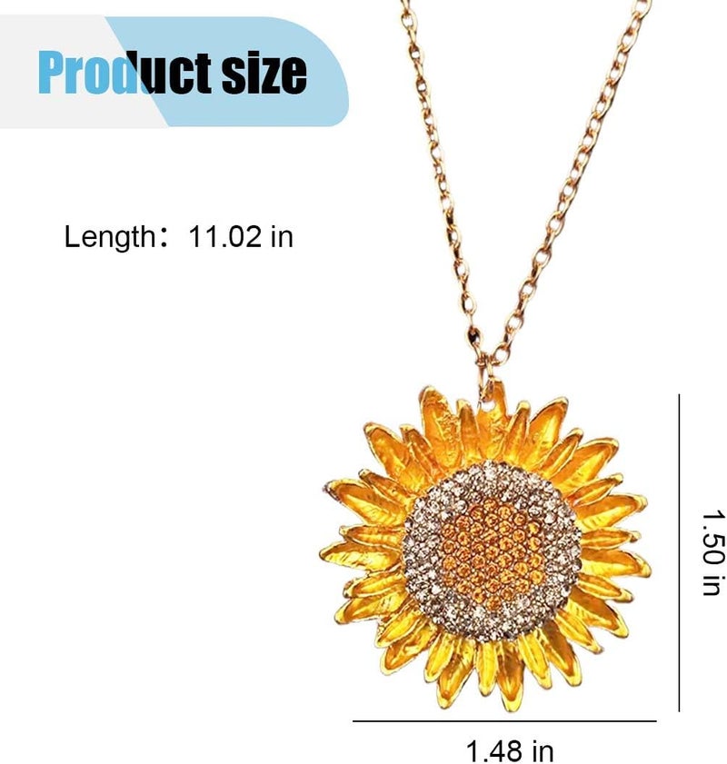 LHDOS Bling Sunflower Car Mirror Hanging Accessories, Crystal Diamond Car Interior Ornament Pendant for Women, Lucky Rear View Mirror Charm for Auto Decoration Present - Image 1